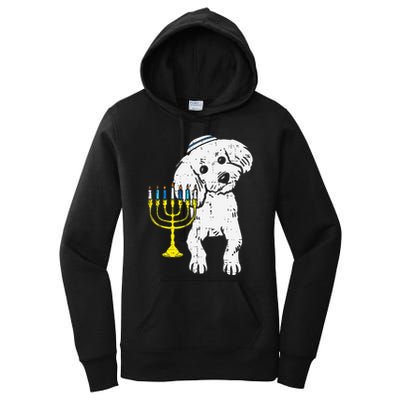 Jewish Poodle Dog Menorah Hanukkah Pajamas Chanukah PJs  Women's Pullover Hoodie