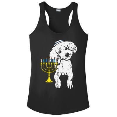 Jewish Poodle Dog Menorah Hanukkah Pajamas Chanukah PJs  Ladies PosiCharge Competitor Racerback Tank