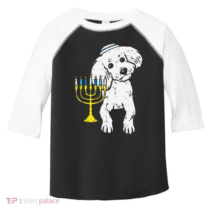 Jewish Poodle Dog Menorah Hanukkah Pajamas Chanukah PJs  Toddler Fine Jersey T-Shirt
