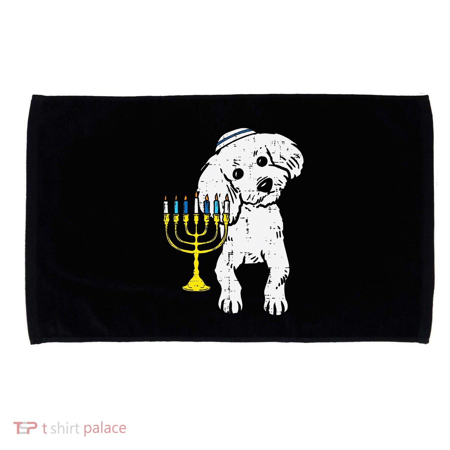 Jewish Poodle Dog Menorah Hanukkah Pajamas Chanukah PJs  Microfiber Hand Towel