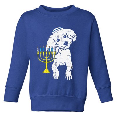 Jewish Poodle Dog Menorah Hanukkah Pajamas Chanukah PJs  Toddler Sweatshirt