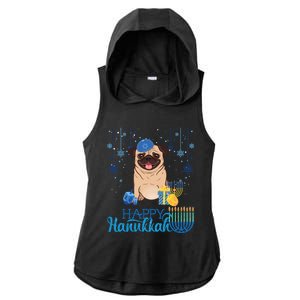 Jewish Pug Dog Orah Hat Chanukah Hanukkah Jewish Xmas Ladies PosiCharge Tri-Blend Wicking Draft Hoodie Tank