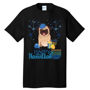 Jewish Pug Dog Orah Hat Chanukah Hanukkah Jewish Xmas Tall T-Shirt