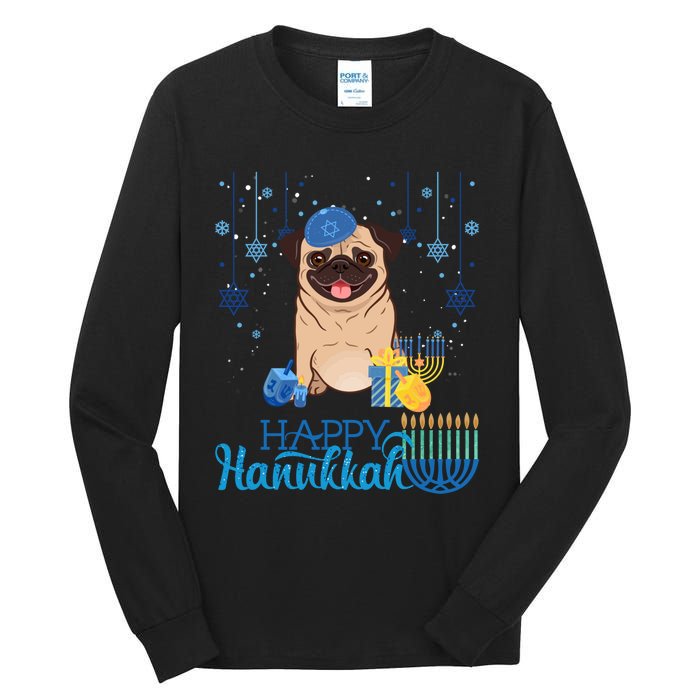 Jewish Pug Dog Orah Hat Chanukah Hanukkah Jewish Xmas Tall Long Sleeve T-Shirt