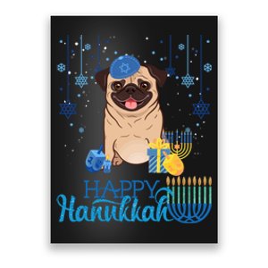 Jewish Pug Dog Orah Hat Chanukah Hanukkah Jewish Xmas Poster