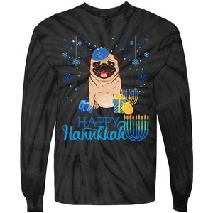 Jewish Pug Dog Orah Hat Chanukah Hanukkah Jewish Xmas Tie-Dye Long Sleeve Shirt