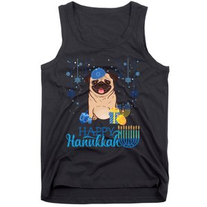 Jewish Pug Dog Orah Hat Chanukah Hanukkah Jewish Xmas Tank Top