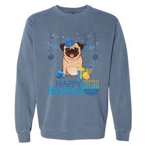 Jewish Pug Dog Orah Hat Chanukah Hanukkah Jewish Xmas Garment-Dyed Sweatshirt