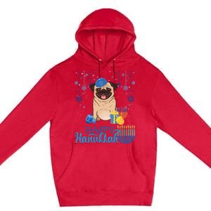 Jewish Pug Dog Orah Hat Chanukah Hanukkah Jewish Xmas Premium Pullover Hoodie