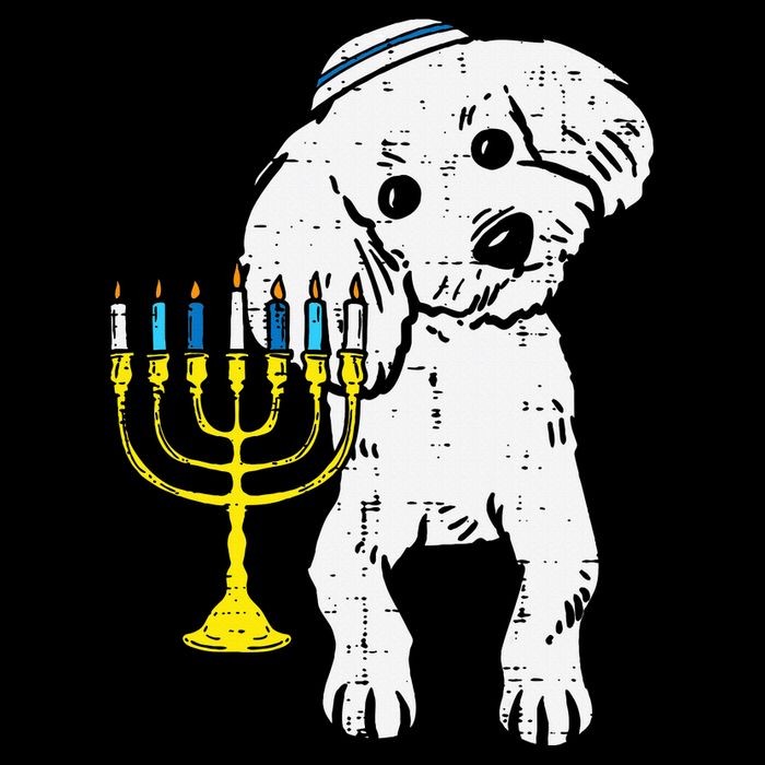 Jewish Poodle Dog Menorah Hanukkah Pajamas Chanukah PJs  Button