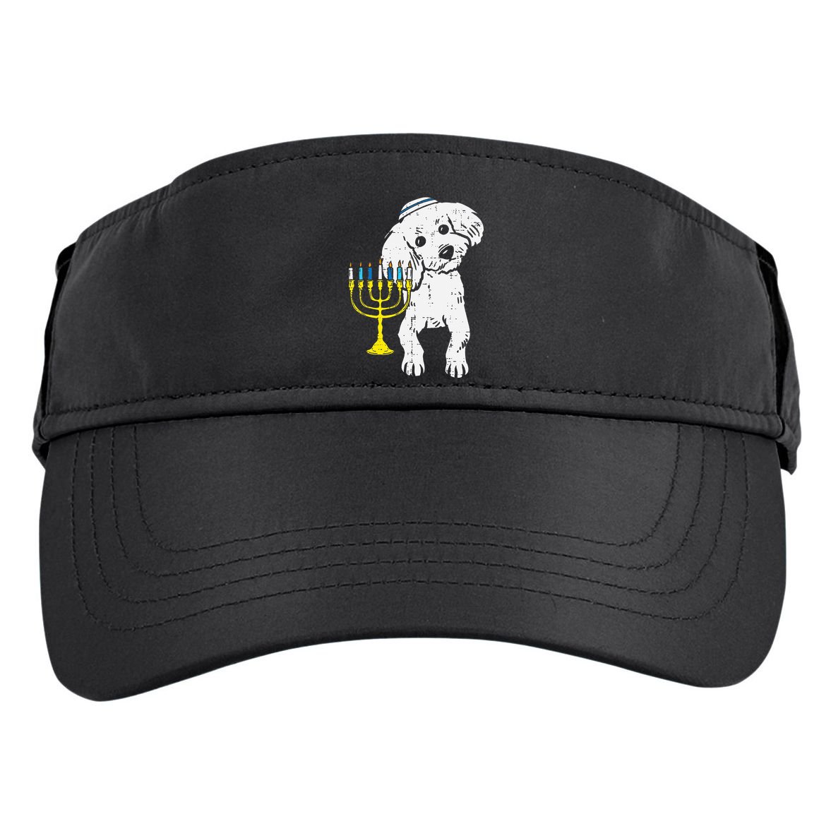 Jewish Poodle Dog Menorah Hanukkah Pajamas Chanukah PJs  Adult Drive Performance Visor