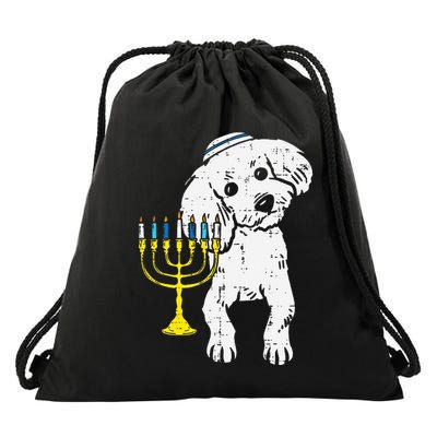 Jewish Poodle Dog Menorah Hanukkah Pajamas Chanukah PJs  Drawstring Bag