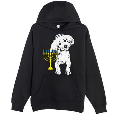 Jewish Poodle Dog Menorah Hanukkah Pajamas Chanukah PJs  Premium Pullover Hoodie