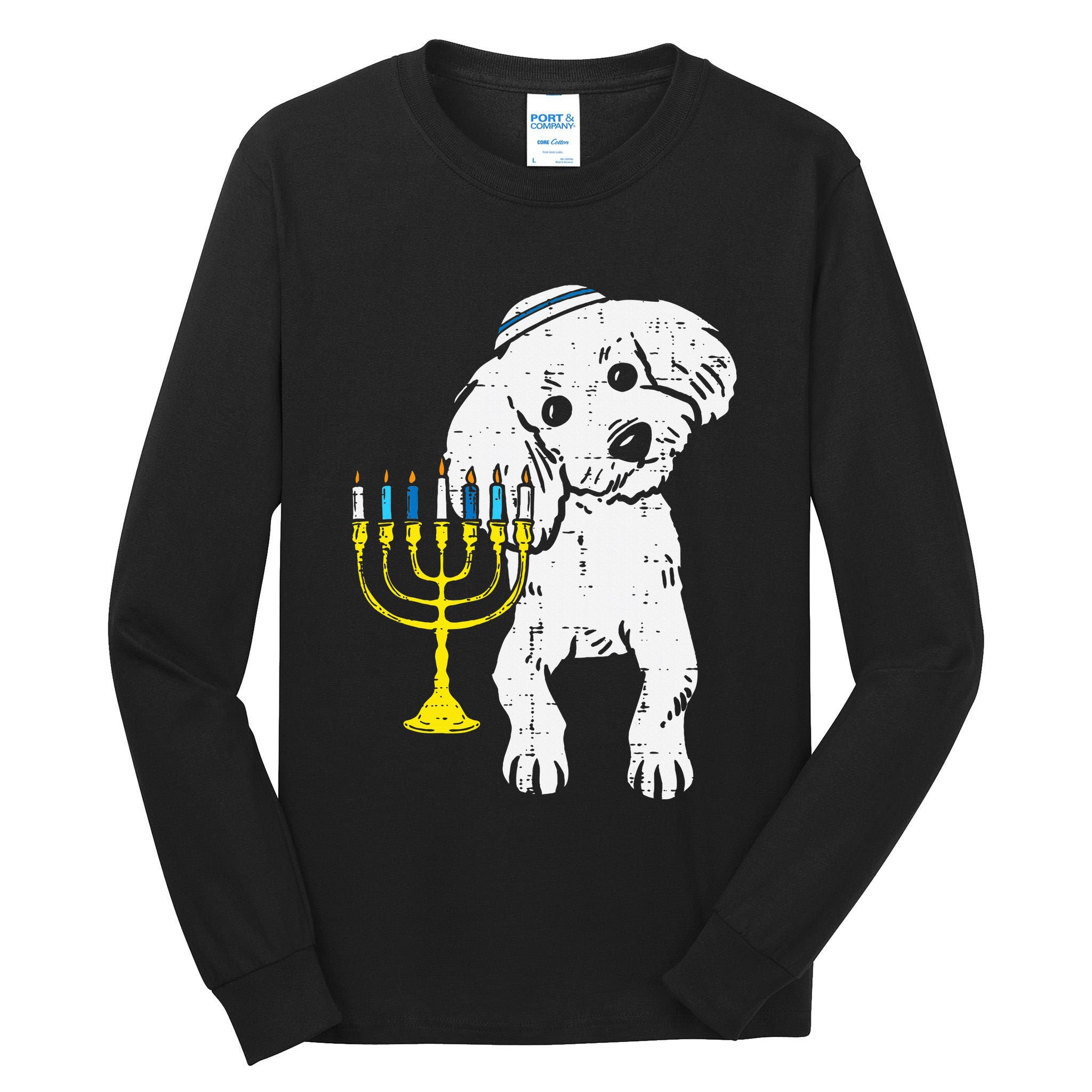 Jewish Poodle Dog Menorah Hanukkah Pajamas Chanukah PJs  Tall Long Sleeve T-Shirt