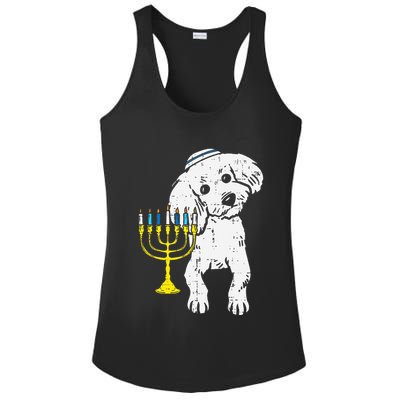 Jewish Poodle Dog Menorah Hanukkah Pajamas Chanukah PJs  Ladies PosiCharge Competitor Racerback Tank