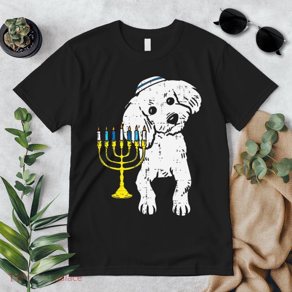 Jewish Poodle Dog Menorah Hanukkah Pajamas Chanukah PJs  Premium T-Shirt