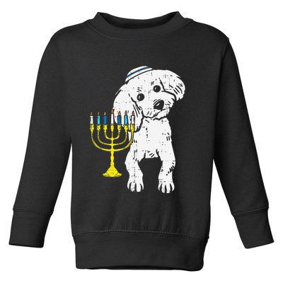 Jewish Poodle Dog Menorah Hanukkah Pajamas Chanukah PJs  Toddler Sweatshirt