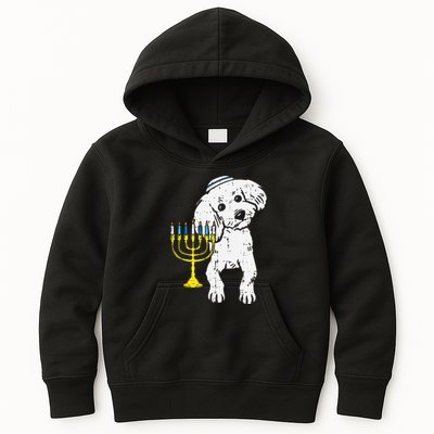 Jewish Poodle Dog Menorah Hanukkah Pajamas Chanukah PJs  Kids Hoodie