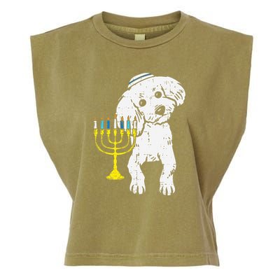 Jewish Poodle Dog Menorah Hanukkah Pajamas Chanukah PJs  Garment-Dyed Women's Muscle Tee