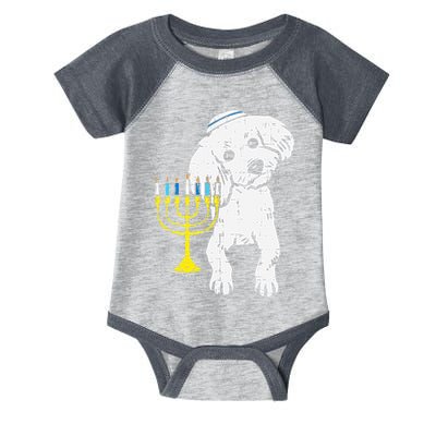 Jewish Poodle Dog Menorah Hanukkah Pajamas Chanukah PJs  Infant Baby Jersey Bodysuit
