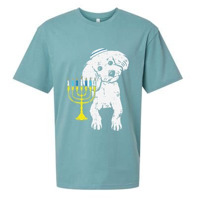 Jewish Poodle Dog Menorah Hanukkah Pajamas Chanukah PJs  Sueded Cloud Jersey T-Shirt