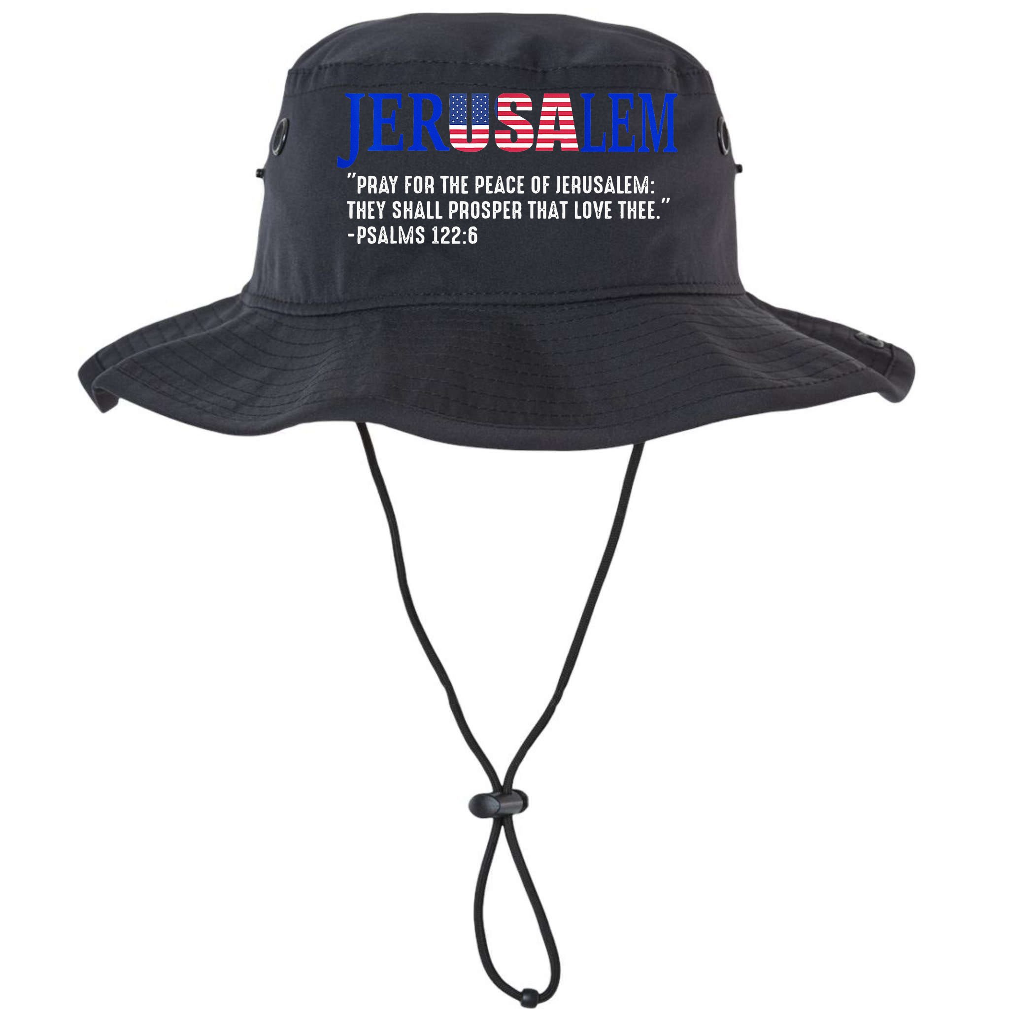JERUSALEM Pray For the Peace Of Jerusalem US Israel Flag Bucket Hat