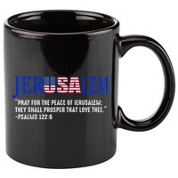 JERUSALEM Pray For the Peace Of Jerusalem US Israel Flag 11oz C Handle Ceramic Mug