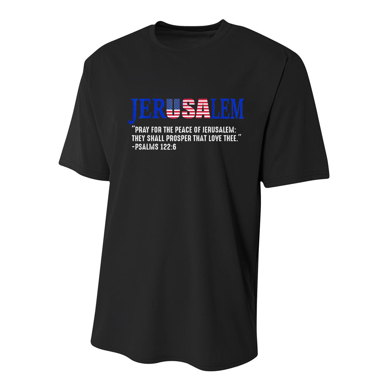 JERUSALEM Pray For the Peace Of Jerusalem US Israel Flag Youth Performance Sprint T-Shirt