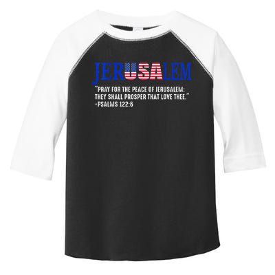 JERUSALEM Pray For the Peace Of Jerusalem US Israel Flag Toddler Fine Jersey T-Shirt