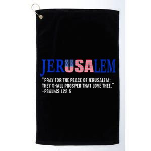 JERUSALEM Pray For the Peace Of Jerusalem US Israel Flag Platinum Collection Golf Towel