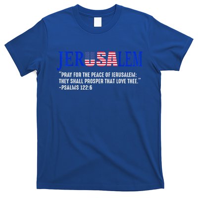 JERUSALEM Pray For the Peace Of Jerusalem US Israel Flag T-Shirt