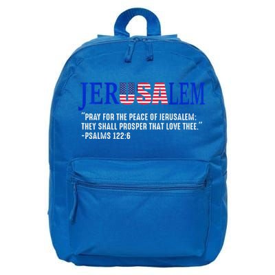 JERUSALEM Pray For the Peace Of Jerusalem US Israel Flag 16 in Basic Backpack