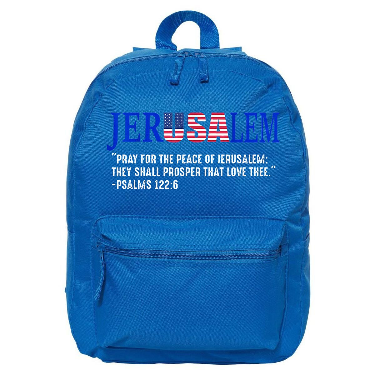 JERUSALEM Pray For the Peace Of Jerusalem US Israel Flag 16 in Basic Backpack