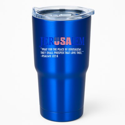 JERUSALEM Pray For the Peace Of Jerusalem US Israel Flag Tumbler