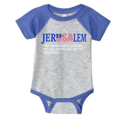 JERUSALEM Pray For the Peace Of Jerusalem US Israel Flag Infant Baby Jersey Bodysuit