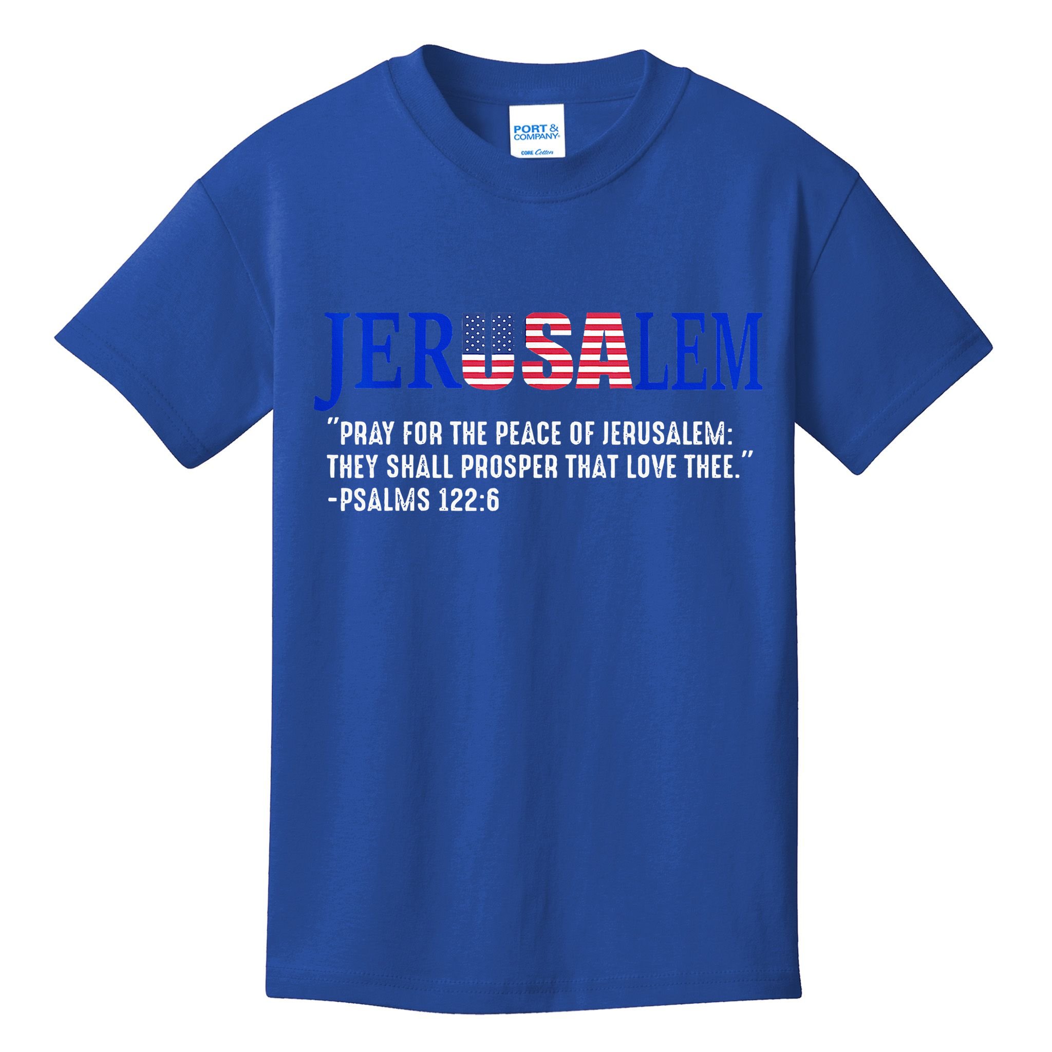 JERUSALEM Pray For the Peace Of Jerusalem US Israel Flag Kids T-Shirt