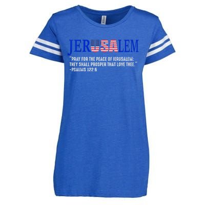 JERUSALEM Pray For the Peace Of Jerusalem US Israel Flag Enza Ladies Jersey Football T-Shirt