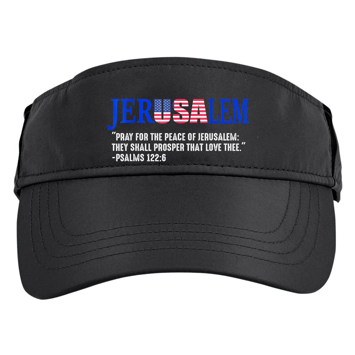 Jerusalem Pray For The Peace Of Jerusalem Us Israel Flag Adult Drive Performance Visor