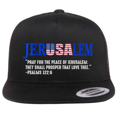 Jerusalem Pray For The Peace Of Jerusalem Us Israel Flag Flatbill Hat