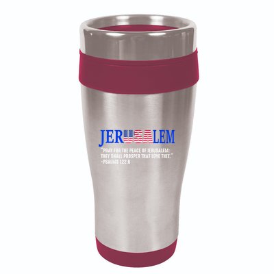 Jerusalem Pray For The Peace Of Jerusalem Us Israel Flag 16oz Travel Tumbler