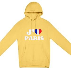 J'aime Paris France Flag French Heart I Love Paris Premium Pullover Hoodie