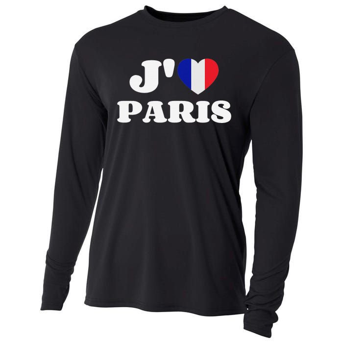 J'aime Paris France Flag French Heart I Love Paris Cooling Performance Long Sleeve Crew