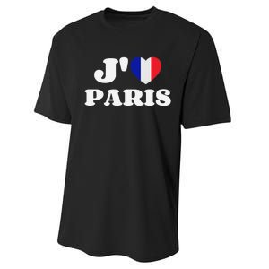 J'aime Paris France Flag French Heart I Love Paris Performance Sprint T-Shirt