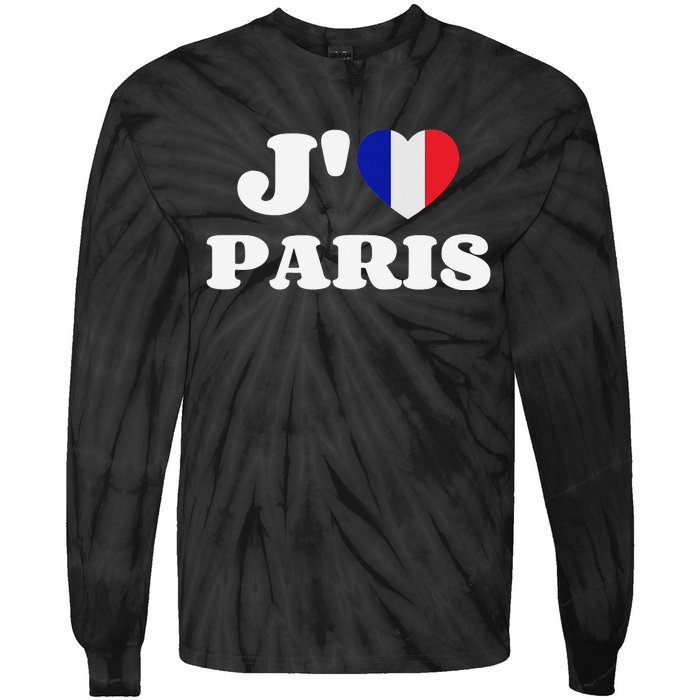 J'aime Paris France Flag French Heart I Love Paris Tie-Dye Long Sleeve Shirt