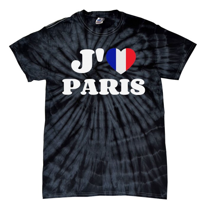 J'aime Paris France Flag French Heart I Love Paris Tie-Dye T-Shirt