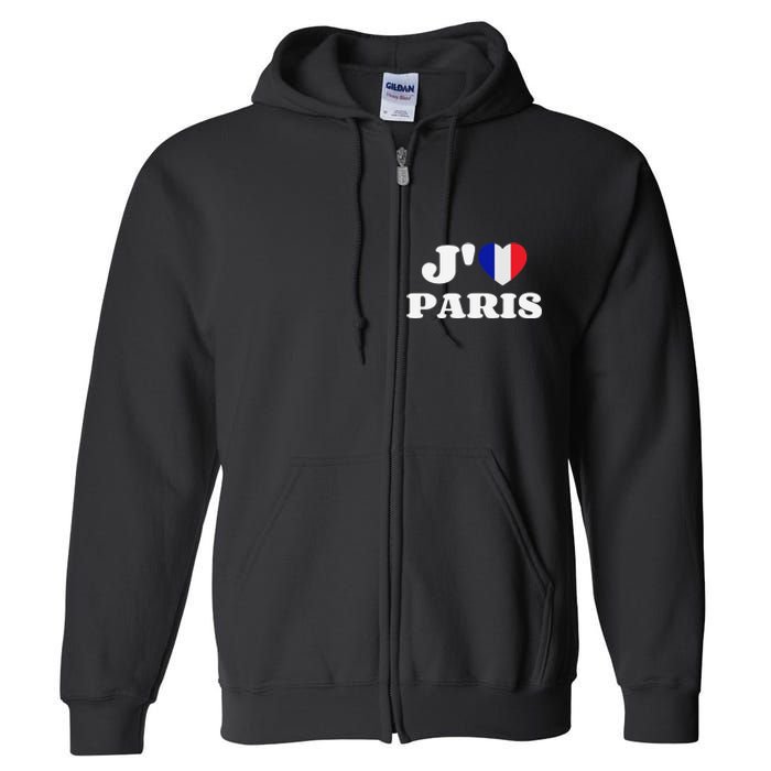 J'aime Paris France Flag French Heart I Love Paris Full Zip Hoodie