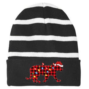 Jaguar Pajama Family Matching Group Christmas Striped Beanie with Solid Band