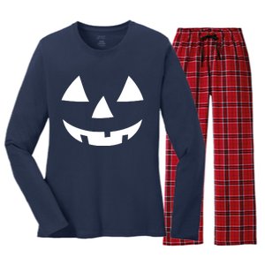 Jackolantern Pumpkin Face Halloween Costume Couple Funny Halloween Costume Women's Long Sleeve Flannel Pajama Set 