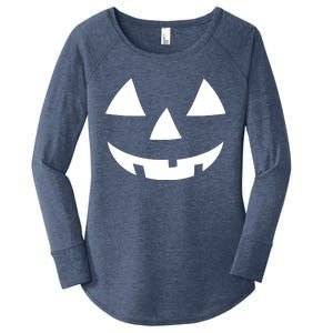 Jackolantern Pumpkin Face Halloween Costume Couple Funny Halloween Costume Women's Perfect Tri Tunic Long Sleeve Shirt