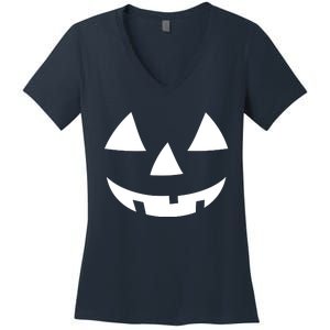 Jackolantern Pumpkin Face Halloween Costume Couple Funny Halloween Costume Women's V-Neck T-Shirt